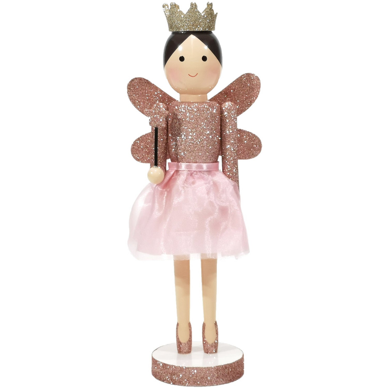 VESTIAMO CASA GRAN NATALE - Fatina Decorativa Natalizia in Legno Rosa h35 cm