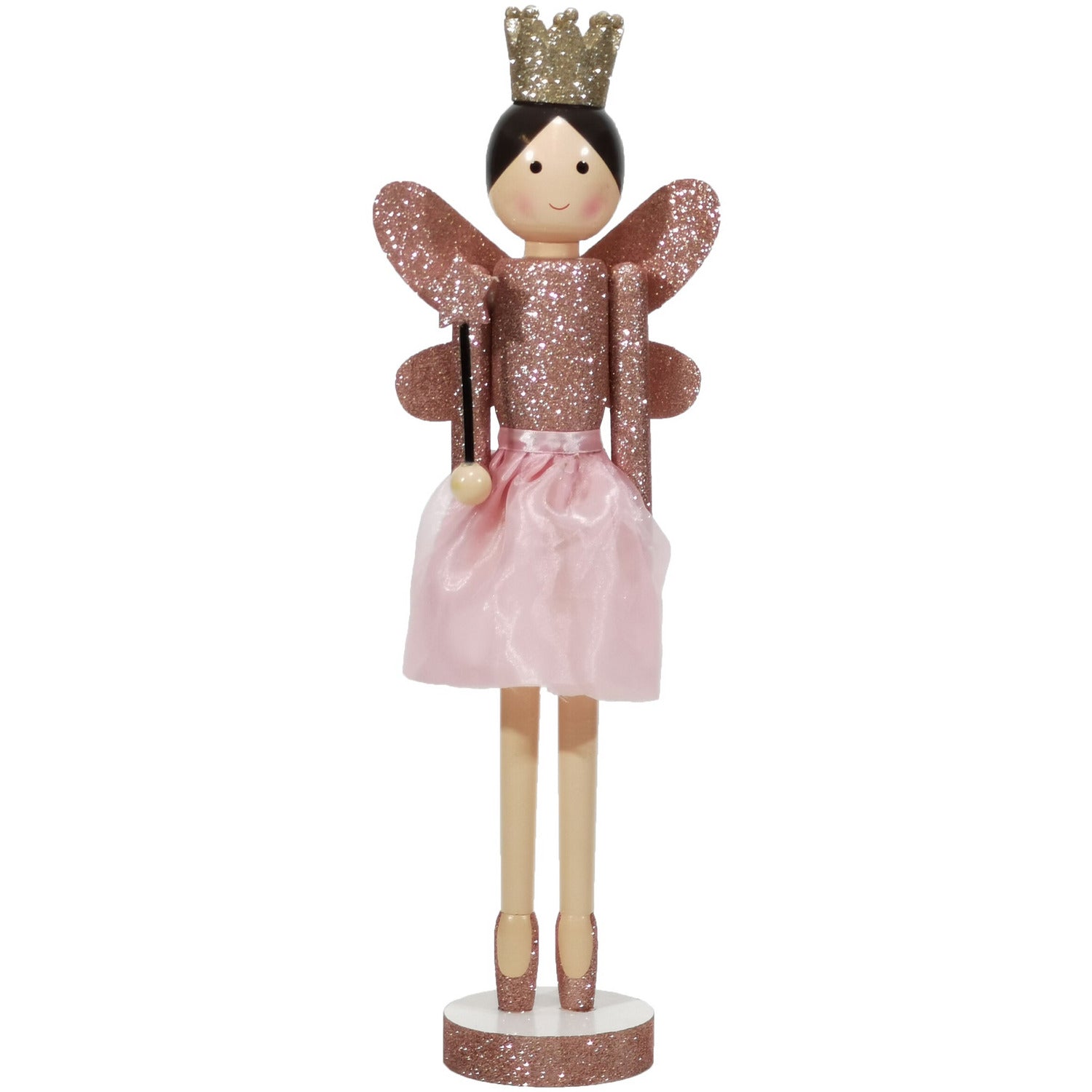 VESTIAMO CASA GRAN NATALE - Fatina Decorativa Natalizia in Legno Rosa h55 cm