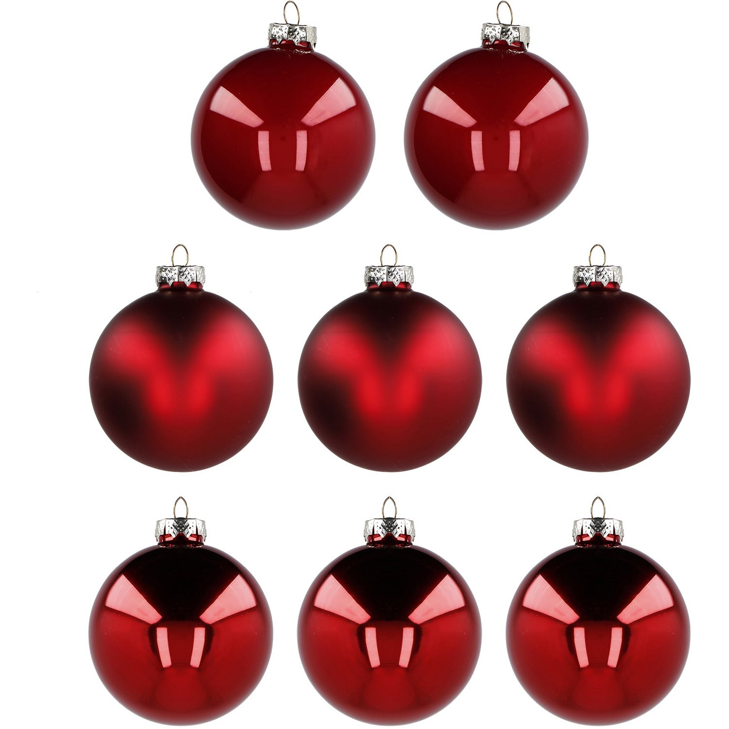 VESTIAMO CASA GRAN NATALE - Palle di Natale in Vetro Soffiato Rosse diametro 8 cm - set 8 pezzi