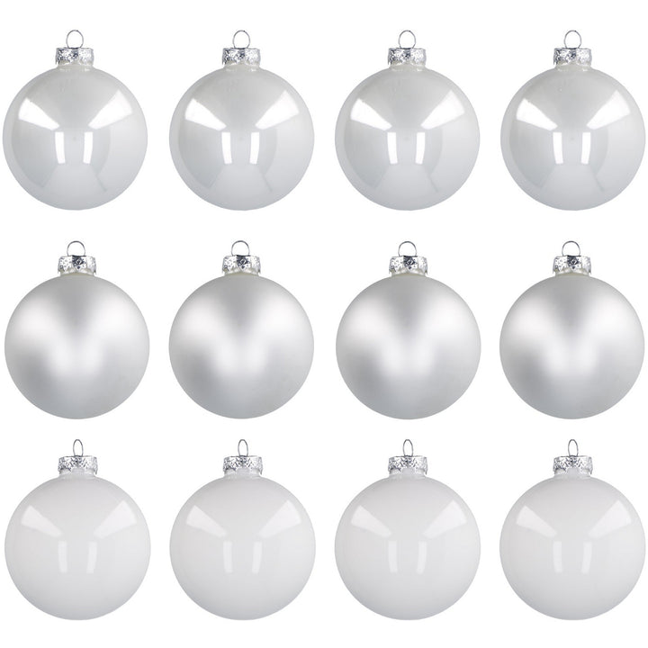 VESTIAMO CASA GRAN NATALE - Palle di Natale in Vetro Soffiato Bianche diametro 6 cm - set 12 pezzi