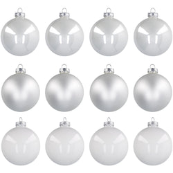 VESTIAMO CASA GRAN NATALE - Palle in vetro soffiato colore bianco diametro 6 cm - set 12 pezzi