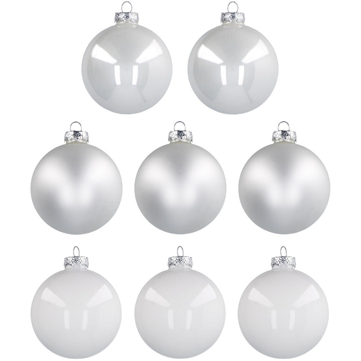 VESTIAMO CASA GRAN NATALE - Palle in vetro soffiato colore bianco diametro 8 cm - set 8 pezzi