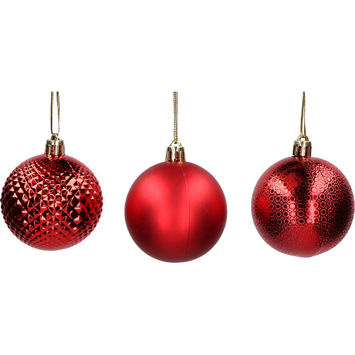 VESTIAMO CASA GRAN NATALE - Palle di Natale set 24 pezzi Rosso diametro 6 cm
