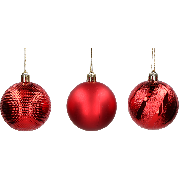 VESTIAMO CASA GRAN NATALE - Palle di Natale set 24 pezzi Rosso diametro 6 cm