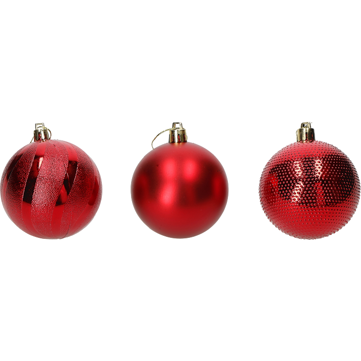 VESTIAMO CASA GRAN NATALE - Palle di Natale set 12 pezzi Rosso diametro 8 cm