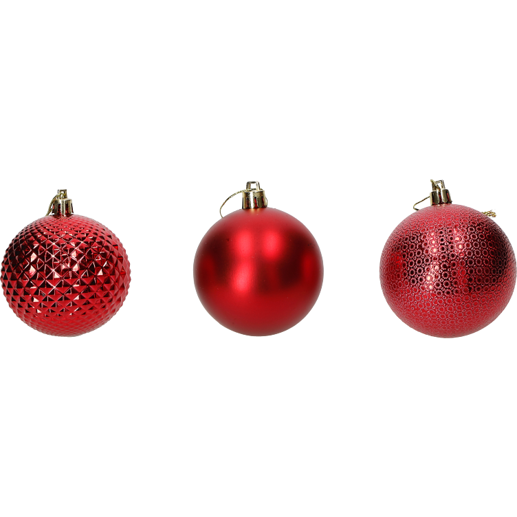 VESTIAMO CASA GRAN NATALE - Palle di Natale set 12 pezzi Rosso diametro 8 cm