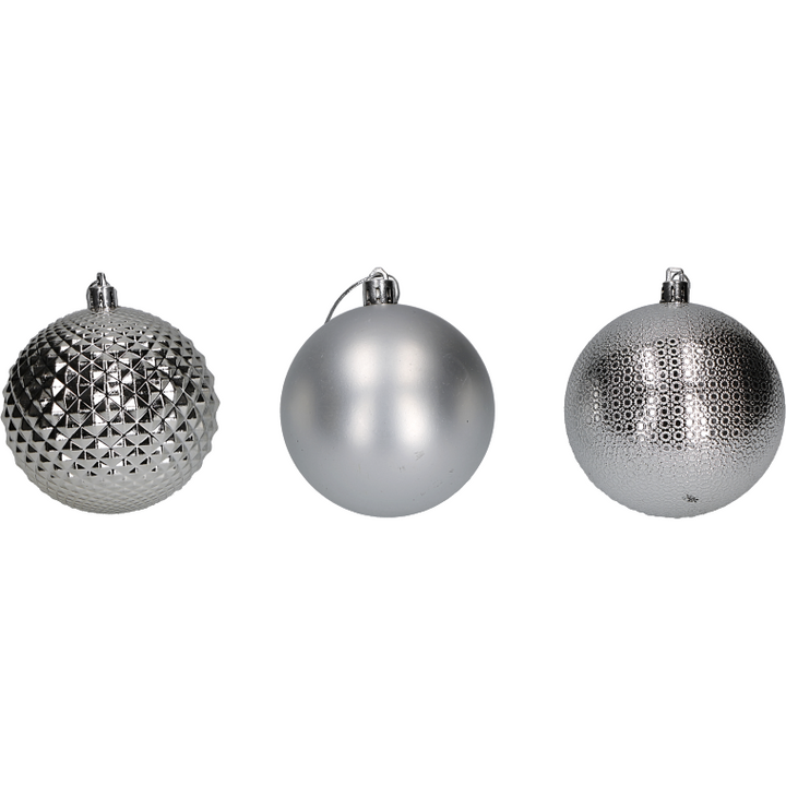 VESTIAMO CASA GRAN NATALE - Palle di Natale silver set 12 pezzi diametro 8 cm - Decorazione natalizia