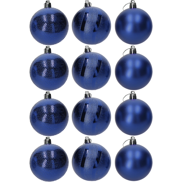 VESTIAMO CASA GRAN NATALE - Palle di Natale set 12 pezzi Blu diametro 8 cm
