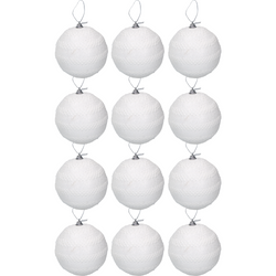VESTIAMO CASA GRAN NATALE - Palle di Natale colore bianco con glitter  set 12 pezzi diametro 6 cm