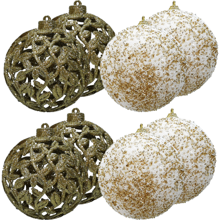 VESTIAMO CASA GRAN NATALE - Palle di Natale colore oro con glitter  set 8 pezzi diametro 8cm