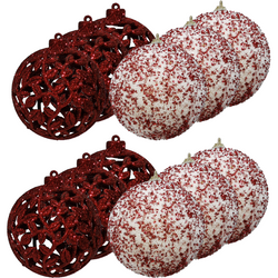 VESTIAMO CASA GRAN NATALE - Palle di Natale colore rosso con glitter  set 12 pezzi diametro 6cm