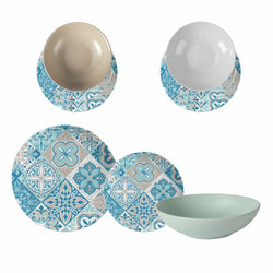GUSTO CASA - Servizio di piatti Azulejos in porcellana e stoneware - 18 pezzi