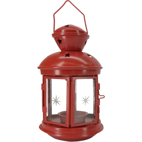 VESTIAMO CASA GRAN NATALE - Lanterna Portacandela Natalizia Rossa h21 cm diametro 11 cm