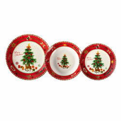 VESTIAMO CASA GRAN NATALE - Servizio di piatti Green Christmas Tree in porcellana - 18 pezzi