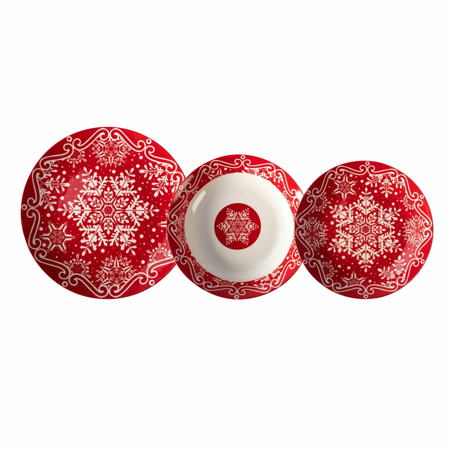 VESTIAMO CASA GRAN NATALE - Servizio di piatti Snowflakes in porcellana 18 pezzi