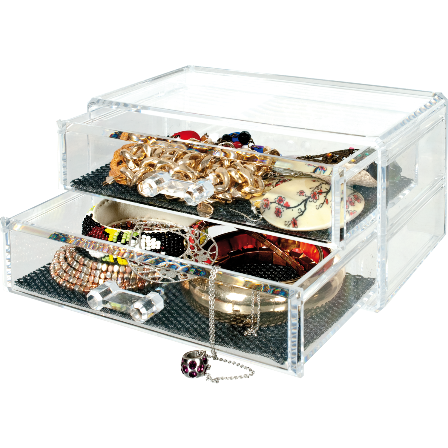 VESTIAMO CASA - Cofanetto Portagioie 2 Cassetti Trasparente - h9,3x18,5x10 cm