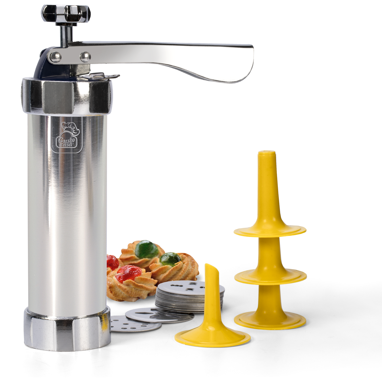 GUSTO CASA - Macchina per biscotti in alluminio con 20 trafile Linea Cake Design