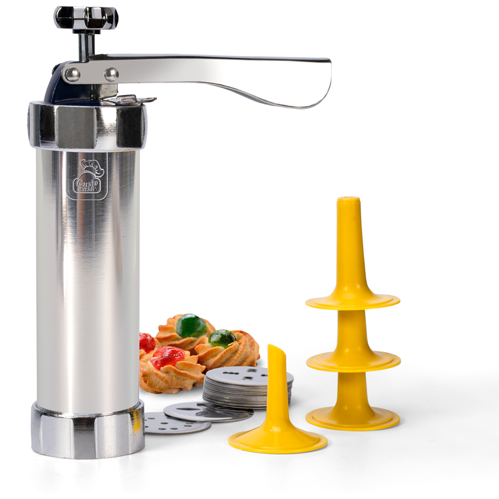GUSTO CASA - Macchina per biscotti in alluminio con 20 trafile Linea Cake Design