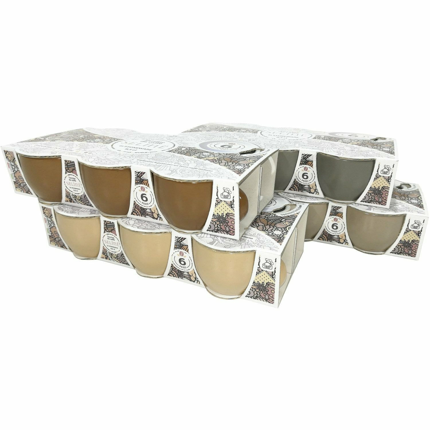 GUSTO CASA - Tazze da caffè Effetto opaco in stoneware Linea Seline - set 6 pezzi