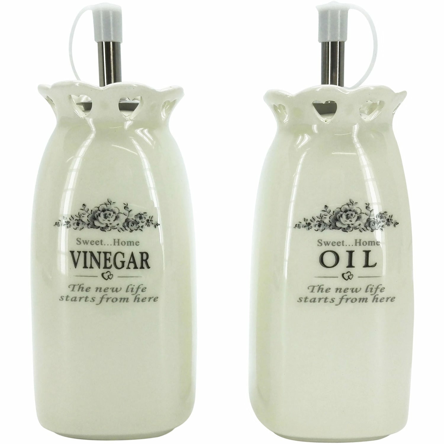 GUSTO CASA - Set olio e aceto in ceramica h13 cm