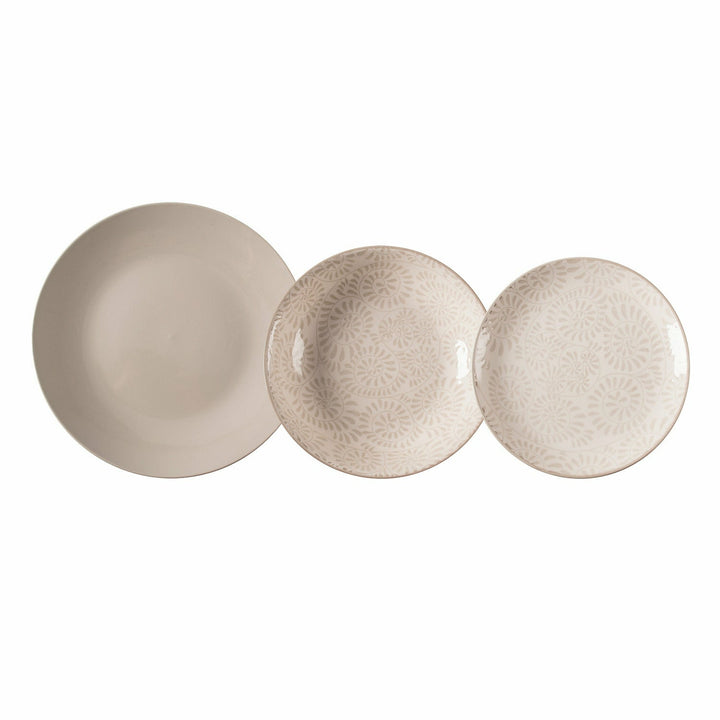 GUSTO CASA - Servizio di piatti Florenz beige in stoneware 18 pezzi