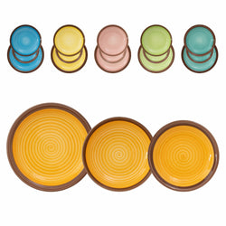 GUSTO CASA - Servizio di piatti Helix multicolor in stoneware - 18 pezzi