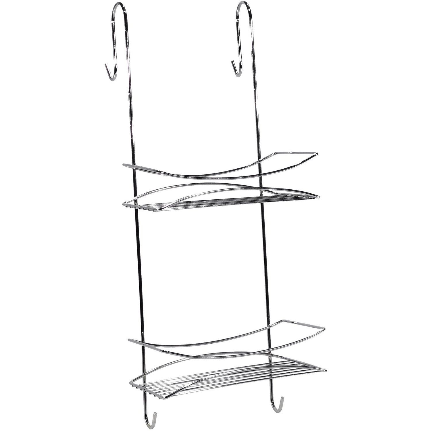 VESTIAMO CASA - Mensola rettangolare 2 ripiani 4 appendini in metallo cromato Linea Aisha - h60x25x24 cm