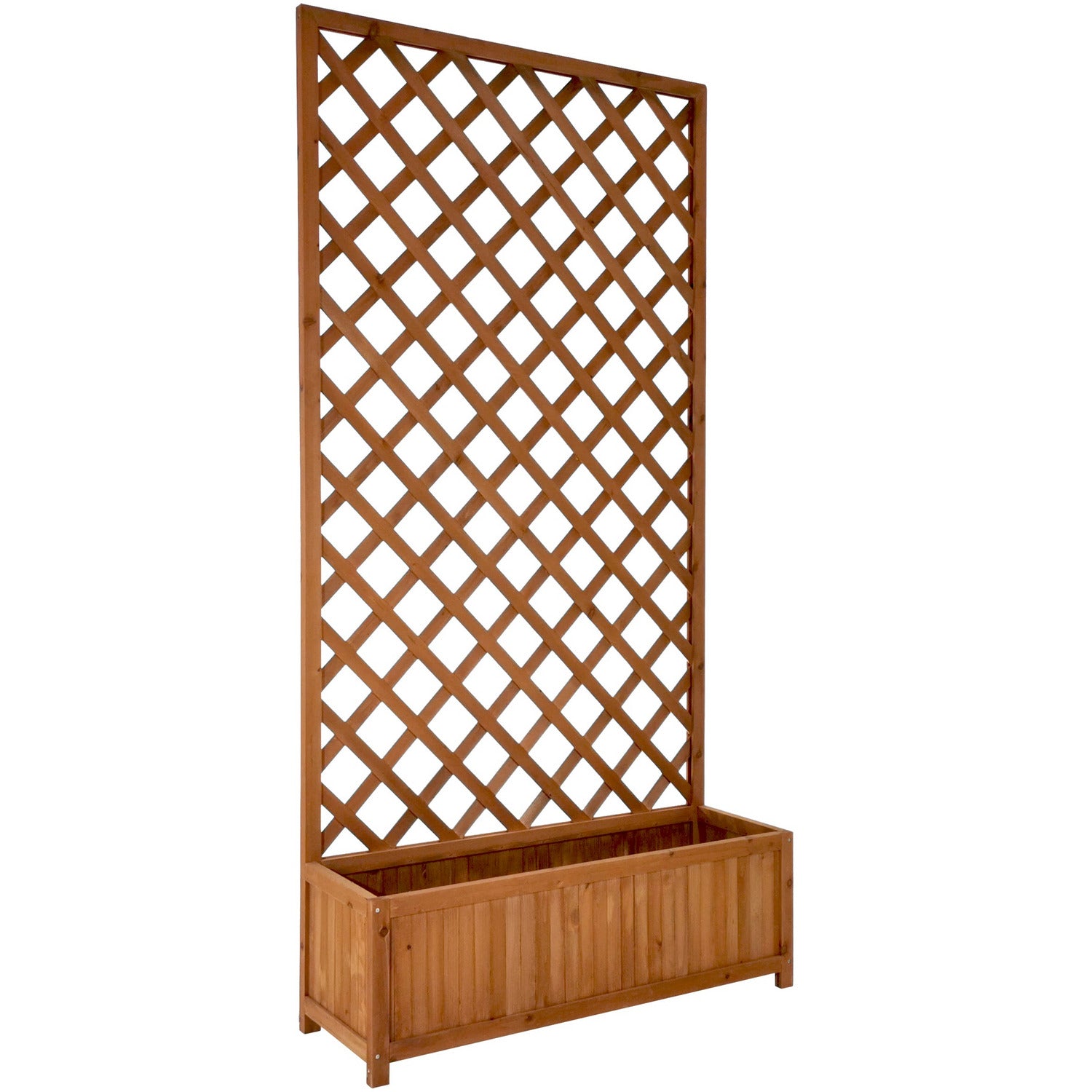 VESTIAMO CASA GIARDINO - Pannello grigliato in legno con fioriera - h180x90x30 cm