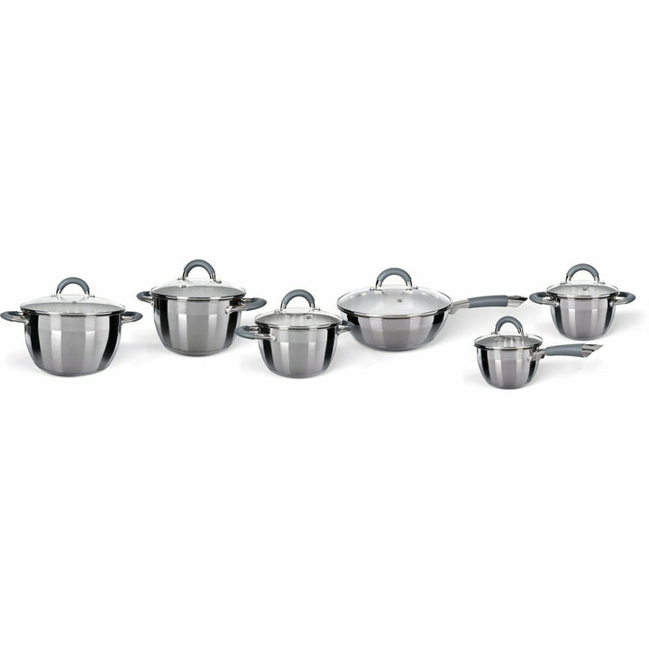 GUSTO CASA - Batteria di pentole a induzione 12 pezzi Linea Grey Diamond