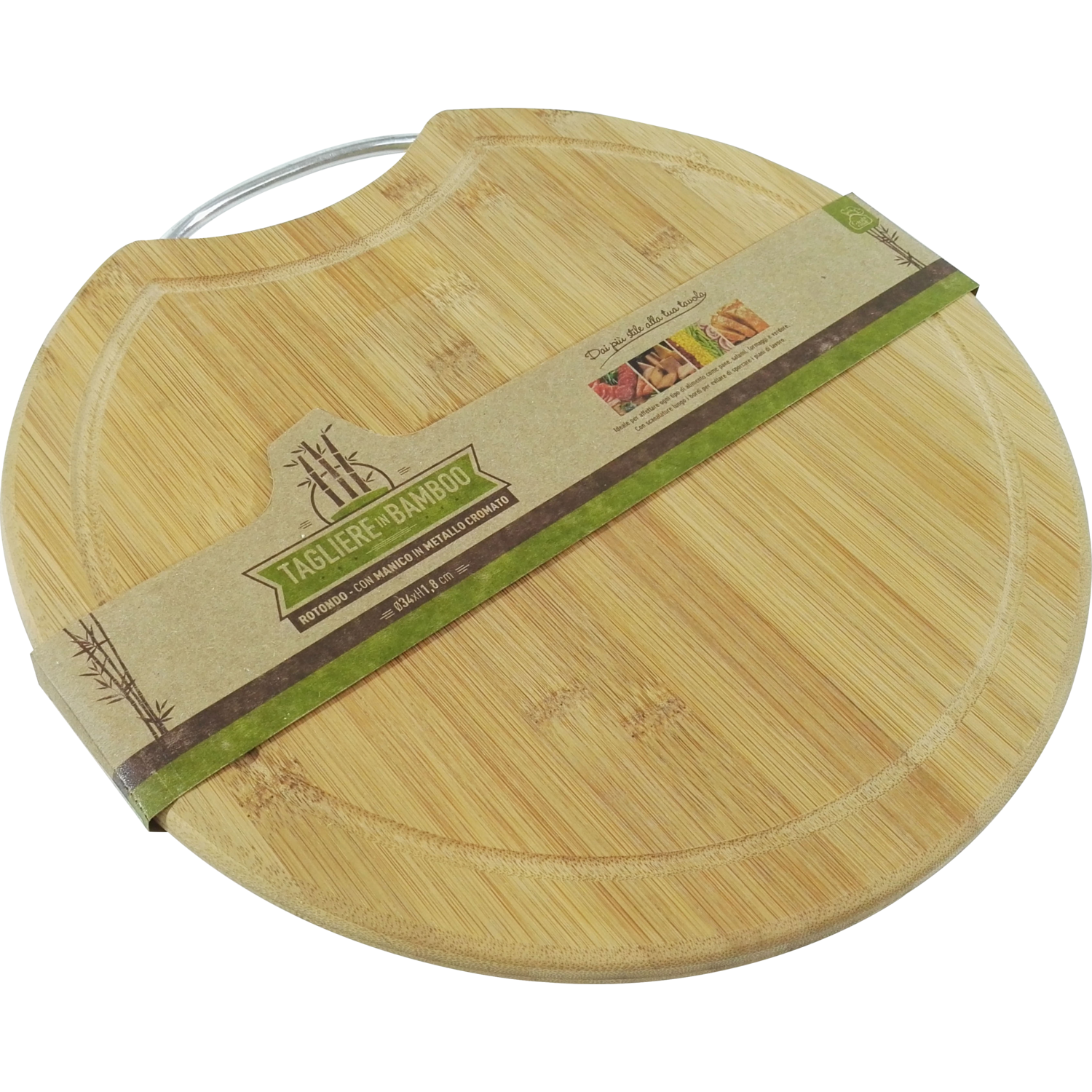 GUSTO CASA - Tagliere rotondo in bamboo diametro 34 cm