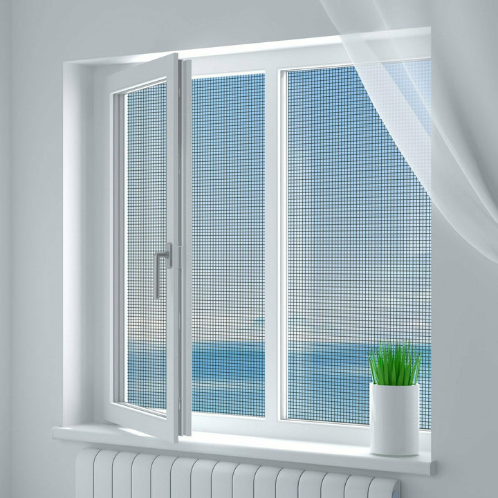 ZANZARIERA PER FINESTRE A Rete Con 4 Rotoli Di Nastro Autoadesivo Kit Con Z EUR 15,40 - IT - Foto 7