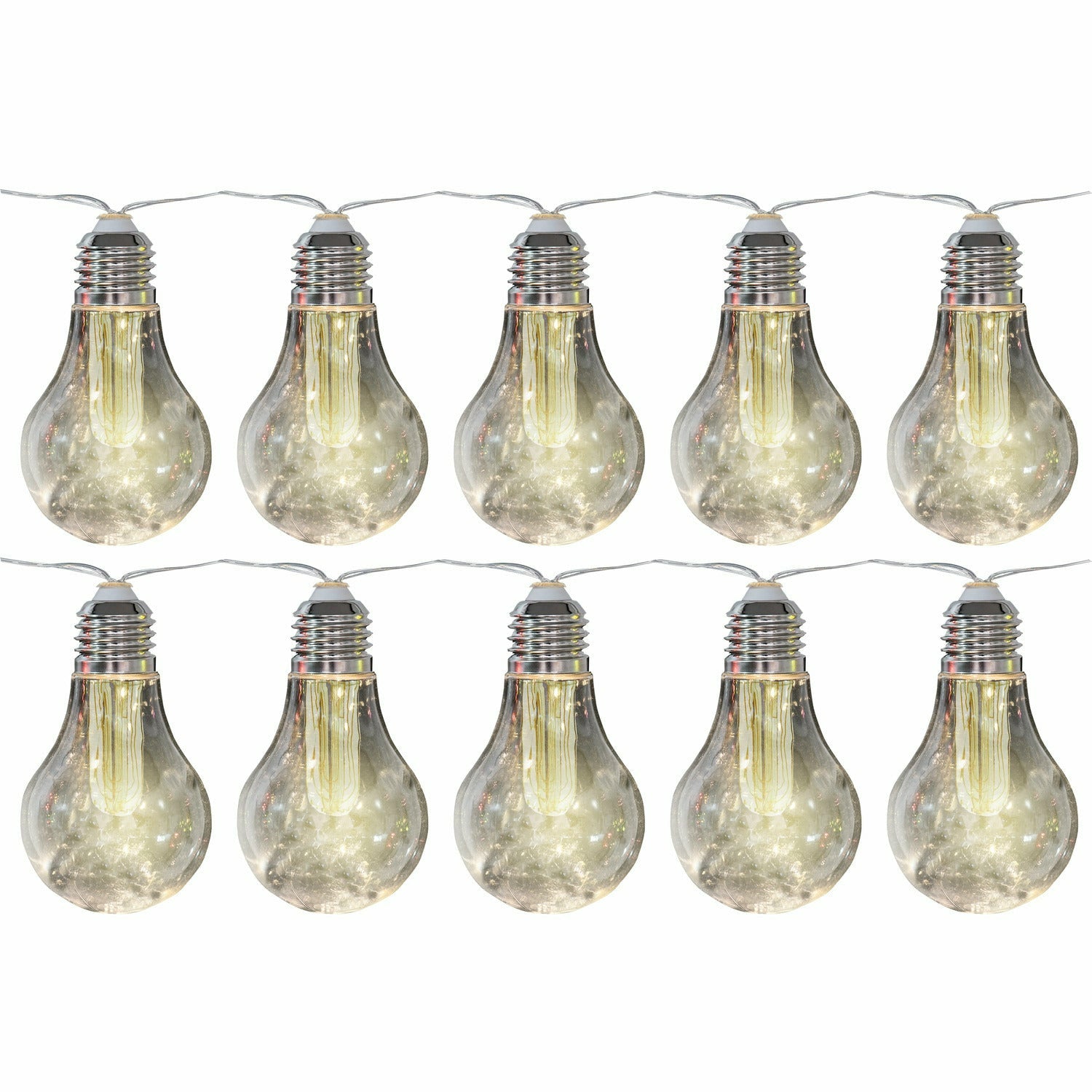 DICTROLUX - Catena luminosa 10 lampadine solari luce calda da esterno, catena 3,8 metri