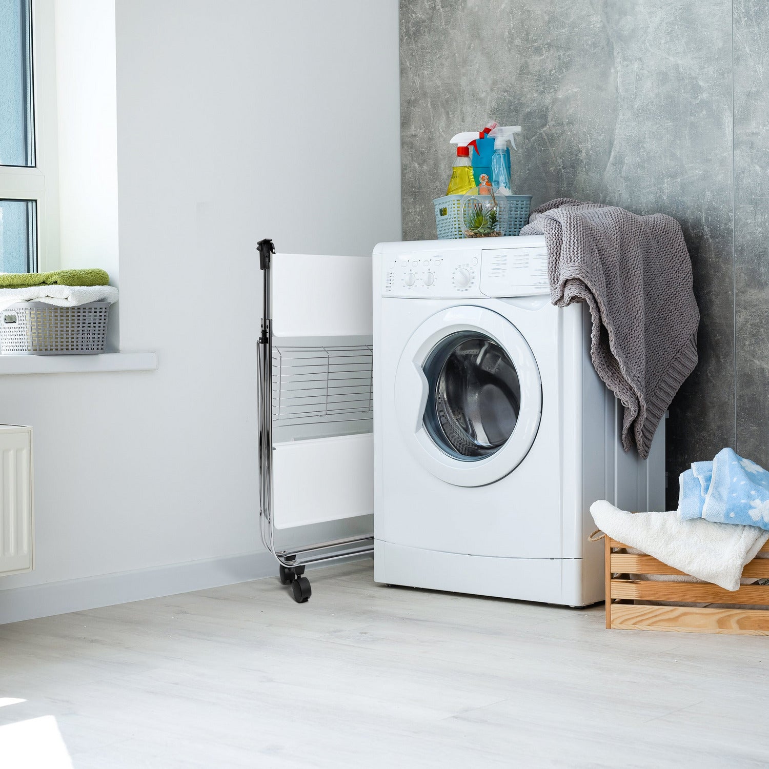 VESTIAMO CASA - Carrello multiuso bianco in metallo Karry&Go - h70x68x40 cm