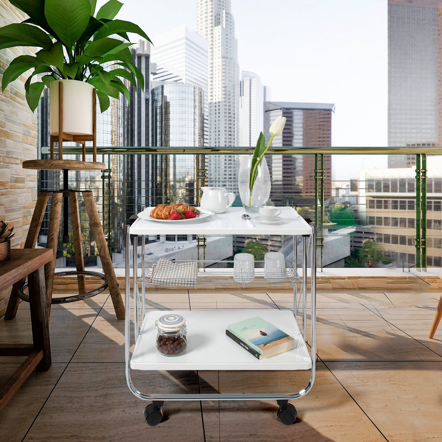 VESTIAMO CASA - Carrello multiuso bianco in metallo Karry&Go - h70x68x40 cm