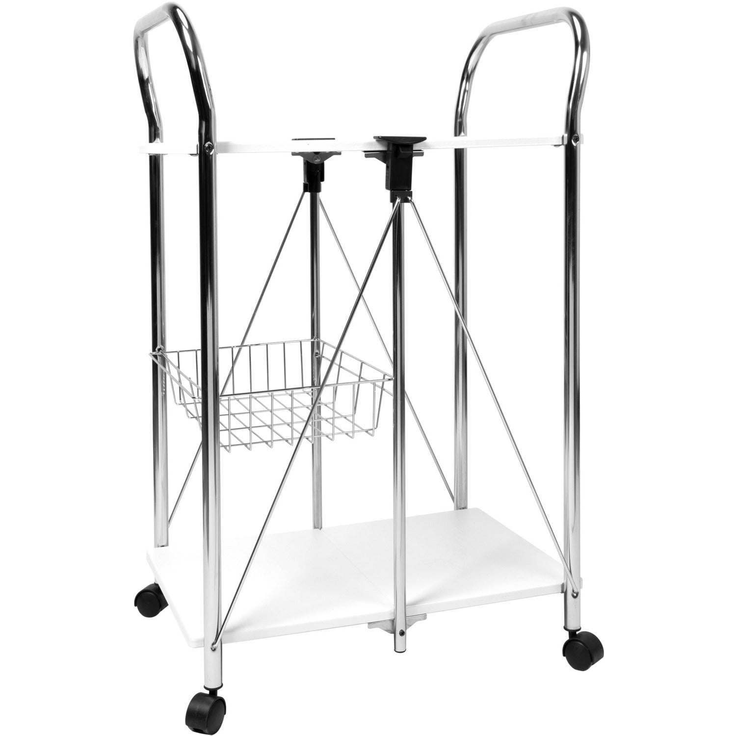 VESTIAMO CASA - Carrello multiuso bianco in acciaio cromato Karry&Go - h91x58x43 cm
