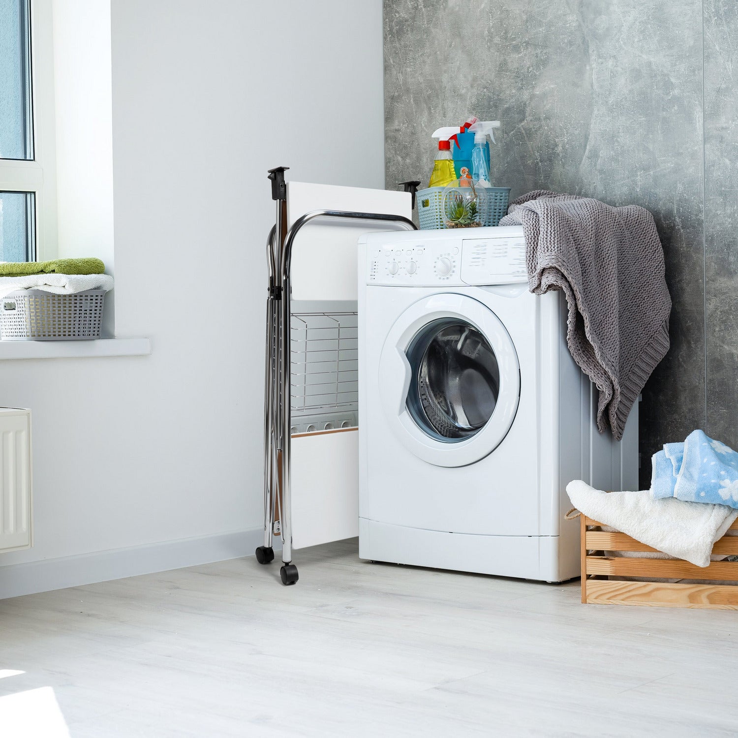 VESTIAMO CASA - Carrello multiuso bianco in acciaio cromato Karry&Go - h91x58x43 cm