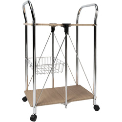 VESTIAMO CASA - Carrello multiuso legno naturale in acciaio cromato Karry&Go - h91x58x43 cm