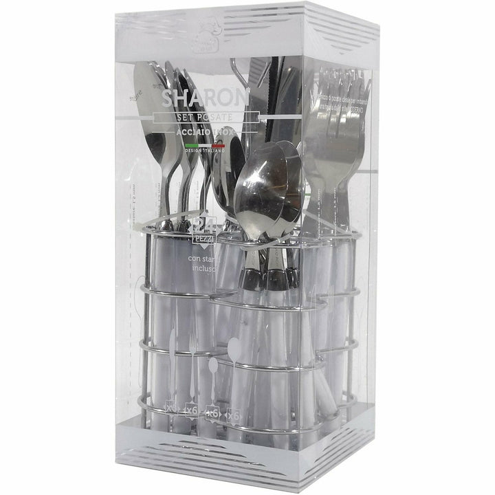 GUSTO CASA - Servizio posate 24 pezzi bianco in acciaio inox Sharon