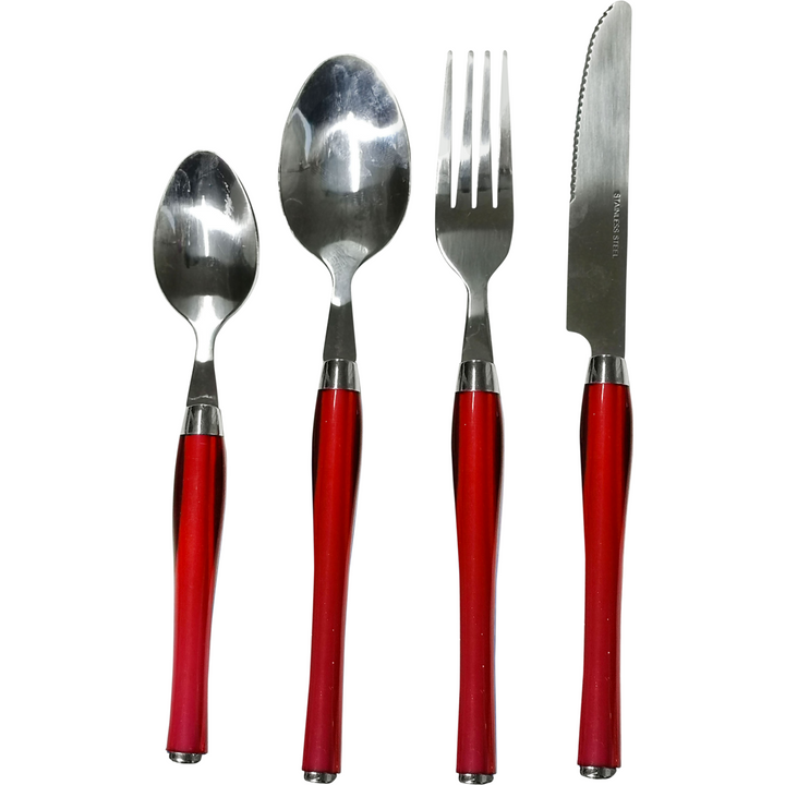 GUSTO CASA - Servizio posate 24 pezzi rosso in acciaio inox Sharon