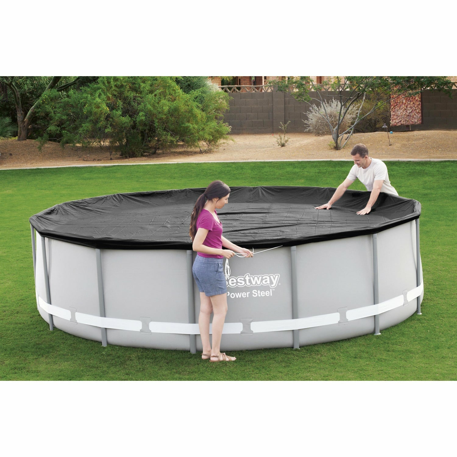 BESTWAY - Copertura rotonda per piscina fuori terra colore nero - diametro 427 cm