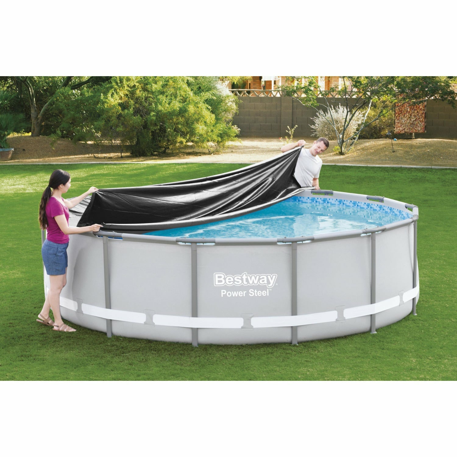 BESTWAY - Copertura rotonda per piscina fuori terra colore nero - diametro 427 cm