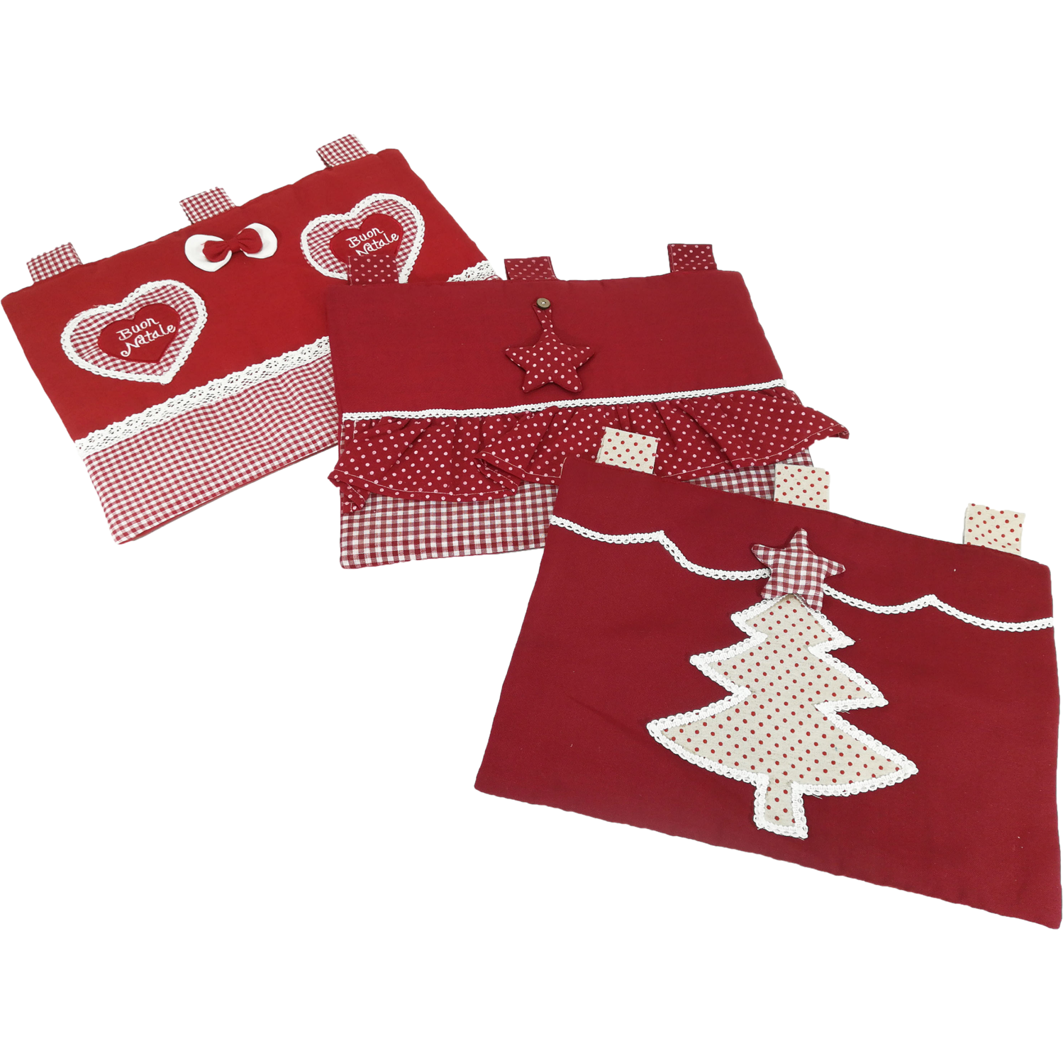 VESTIAMO CASA GRAN NATALE - Copriforno natalizio rosso con 3 asole 48x34 cm - Decorazione natalizia