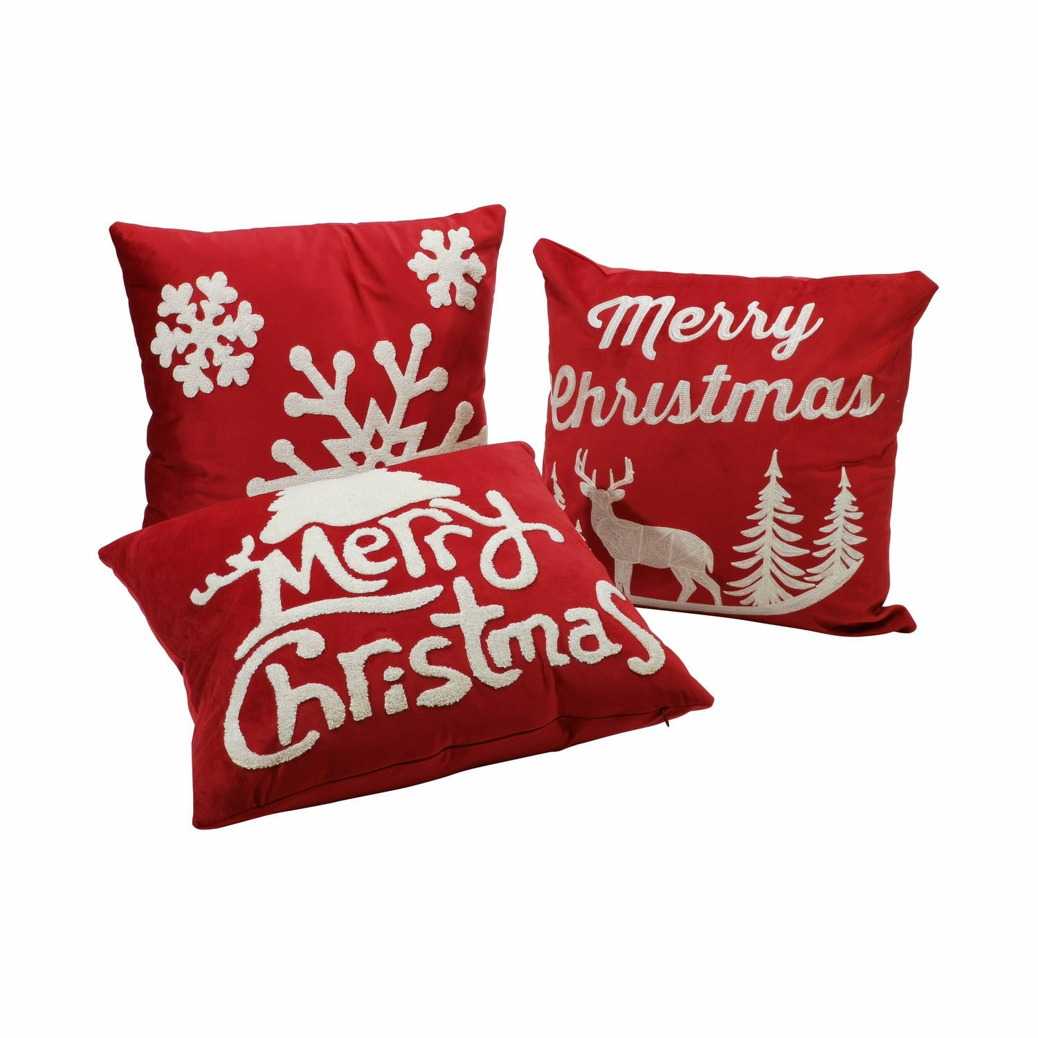 VESTIAMO CASA GRAN NATALE - Cuscino in velluto Rosso con decoro Natalizio - 43x43 cm