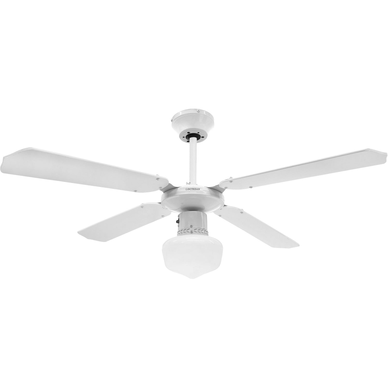 DICTROLUX - Ventilatore da soffitto Reversibile bianco con lampadario integrato 70 Watt