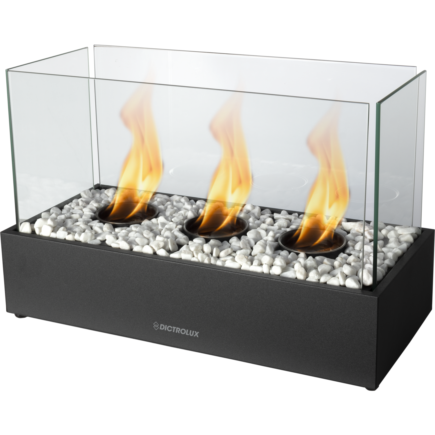 DICTROLUX - Camino a Bioetanolo con pietre Domus 1100 Watt - h28x45x20,5 cm