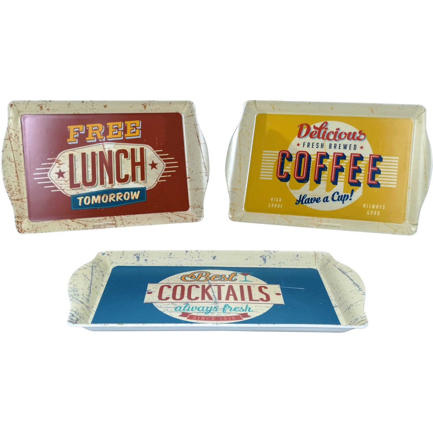 GUSTO CASA - Vassoio rettangolare con manici decoro Vintage - 47x29 cm