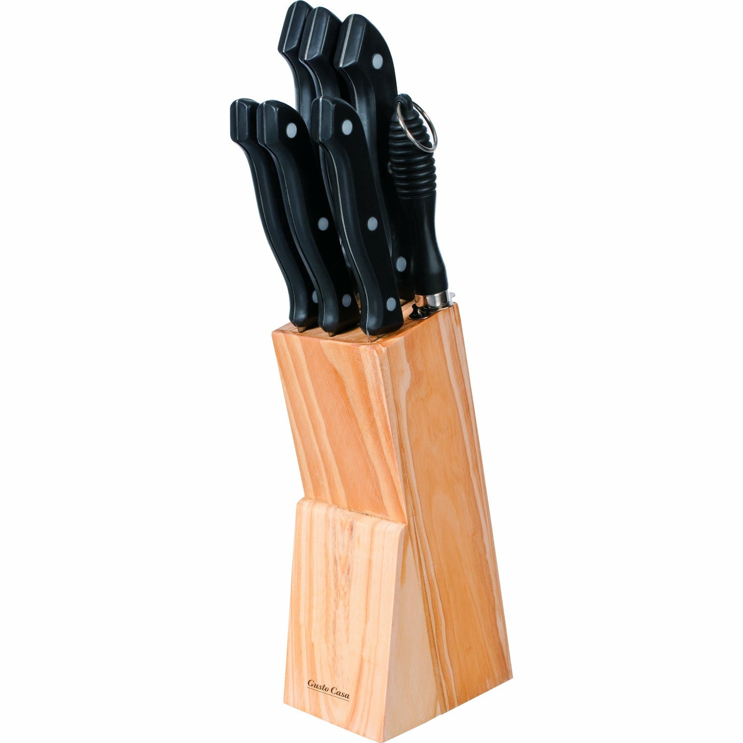 GUSTO CASA - Ceppo Coltelli 8 Pezzi con Stand in Legno