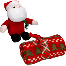 VESTIAMO CASA GRAN NATALE - Plaid coperta natalizio 90x75 cm con peluche h24cm