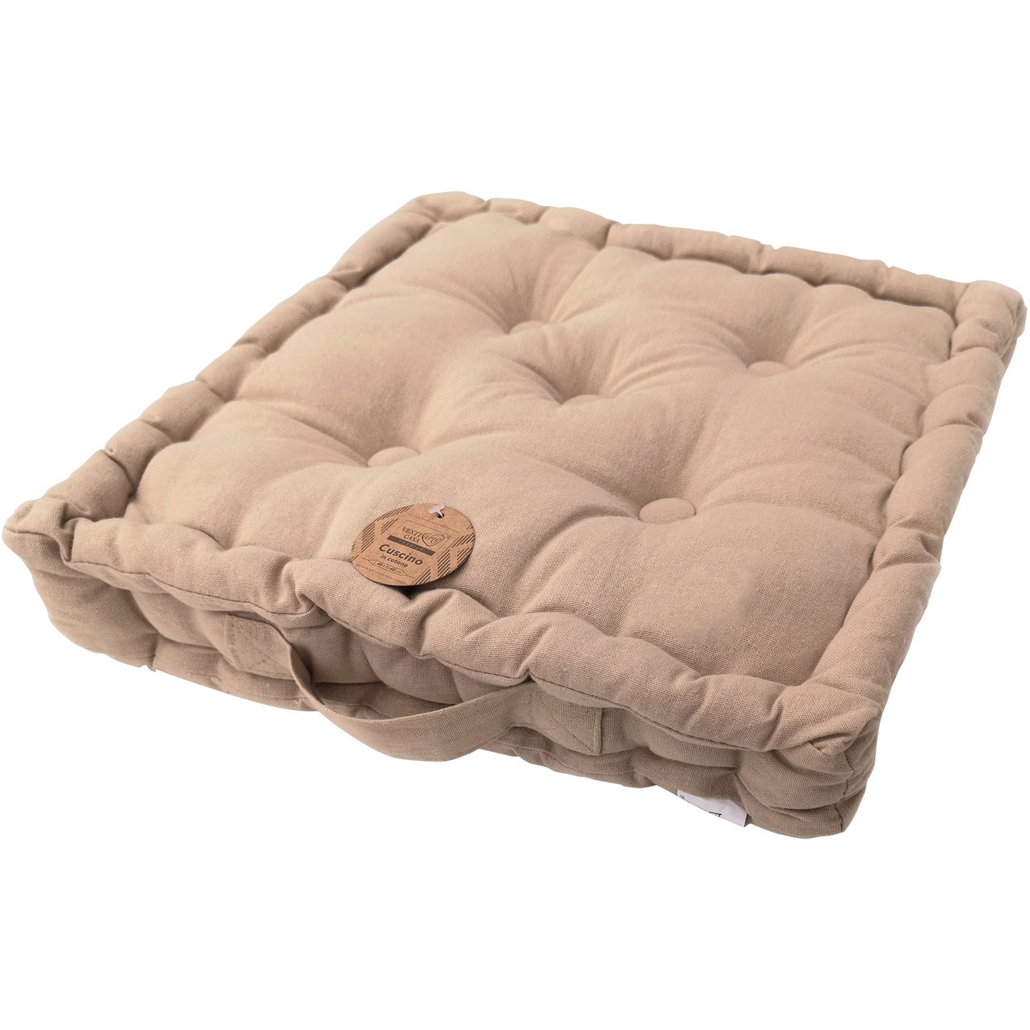 VESTIAMO CASA - Cuscino da Pavimento Beige - 40x40 cm spessore 8 cm