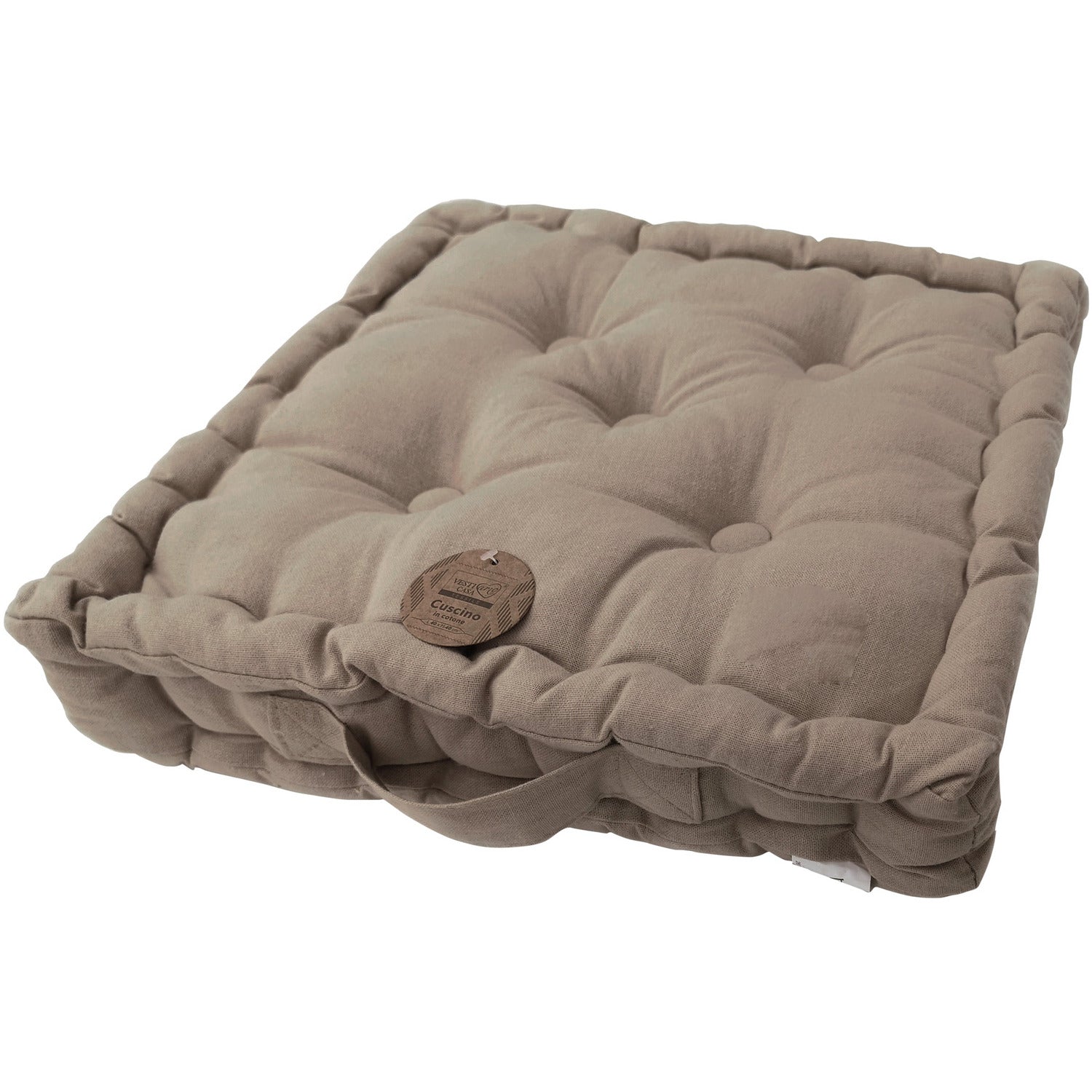VESTIAMO CASA - Cuscino da Pavimento Tortora - 40x40 cm spessore 8 cm